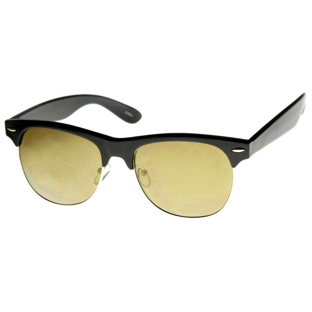 New Flash Mirrored Lens Horned Rim Half Frame Sunglasses 8927