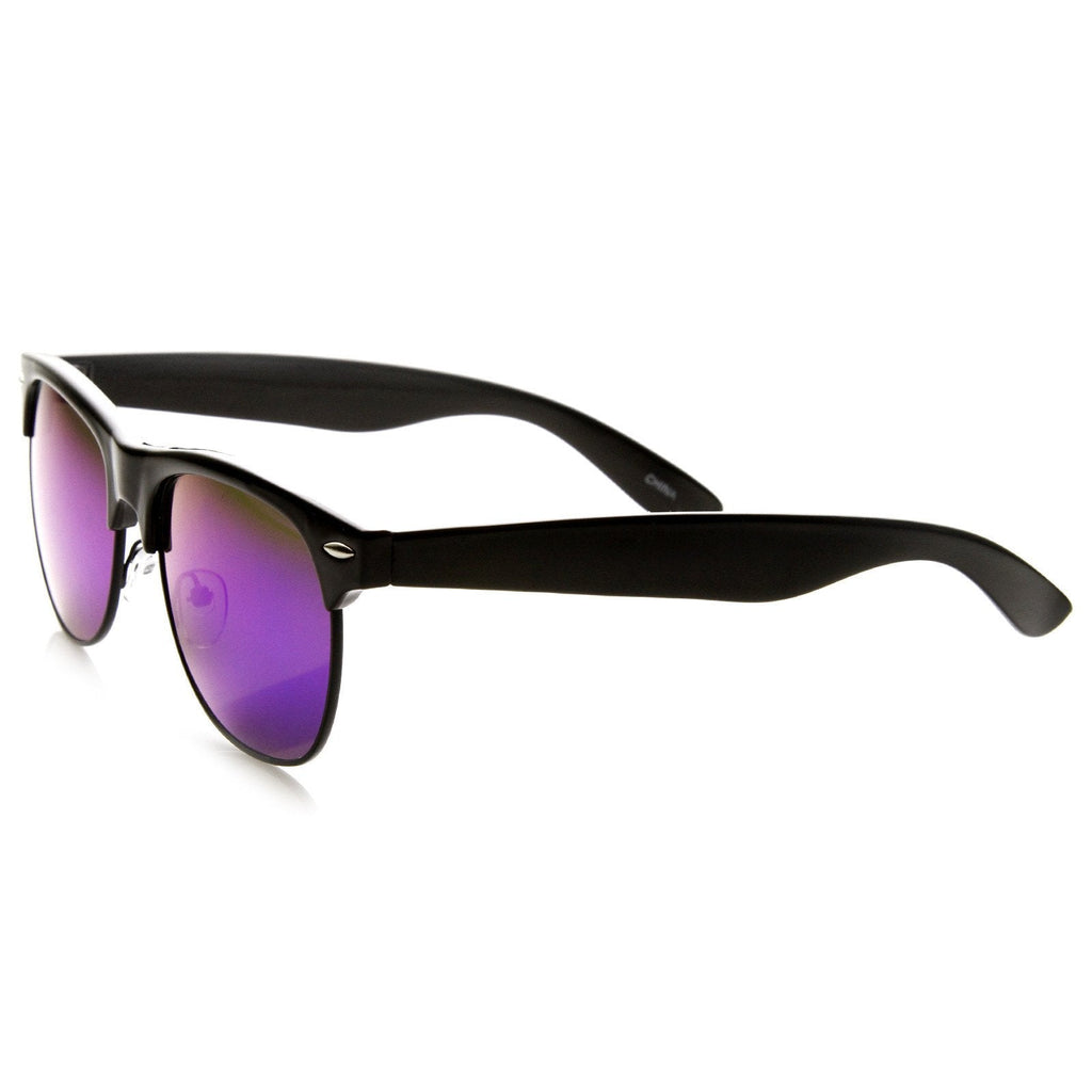 New Flash Mirrored Lens Horned Rim Half Frame Sunglasses 8927