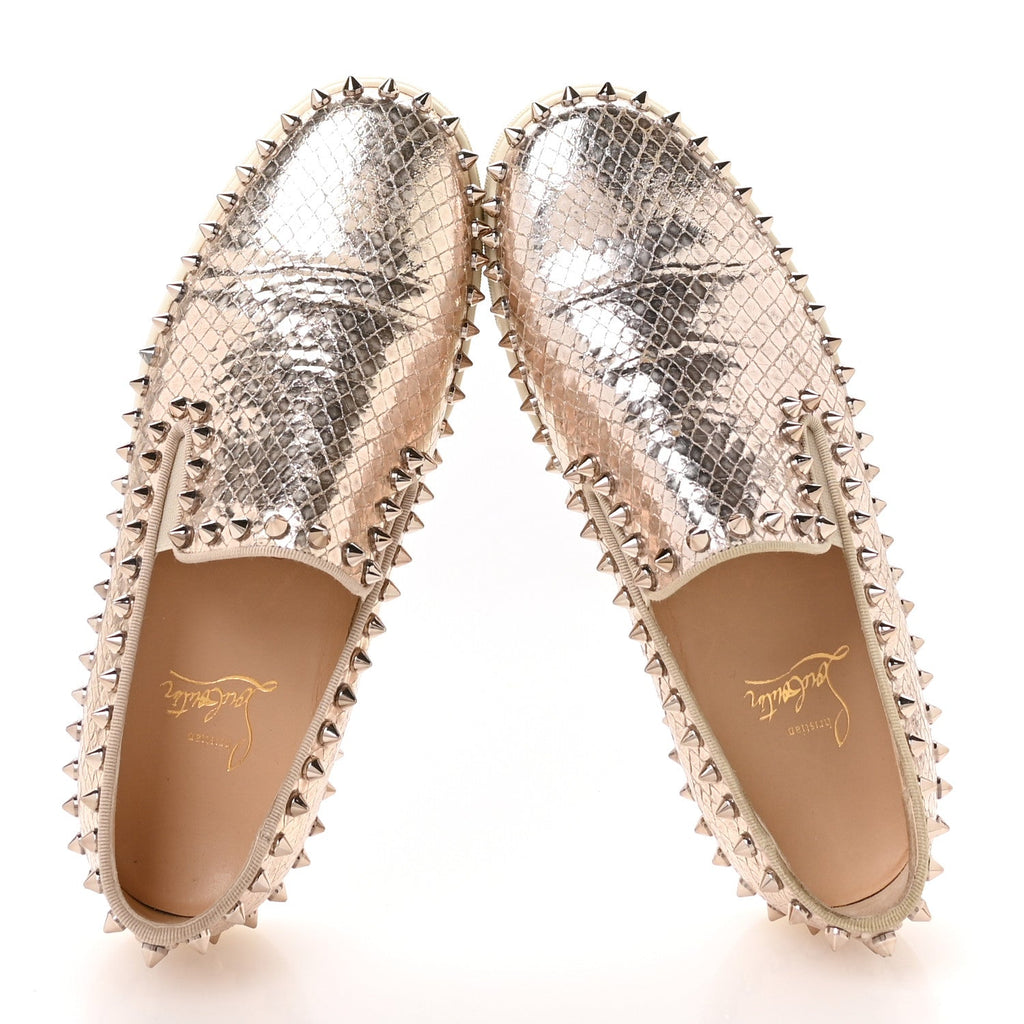 Metallic Snakeskin Embossed Pik Boat Flat 36.5 Colombe