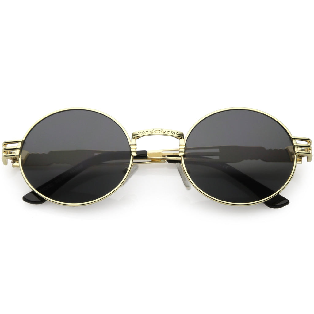 Retro 1990's Oval Steampunk Flat Lens Sunglasses C477