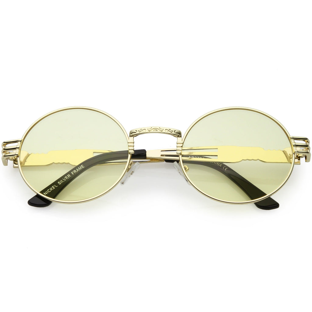 Retro 1990's Oval Steampunk Flat Lens Sunglasses C477
