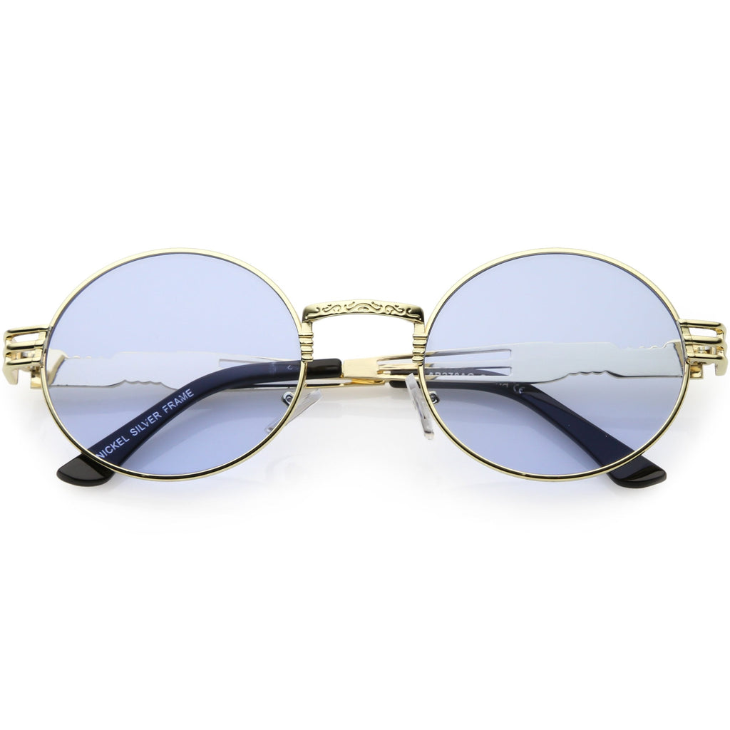 Retro 1990's Oval Steampunk Flat Lens Sunglasses C477