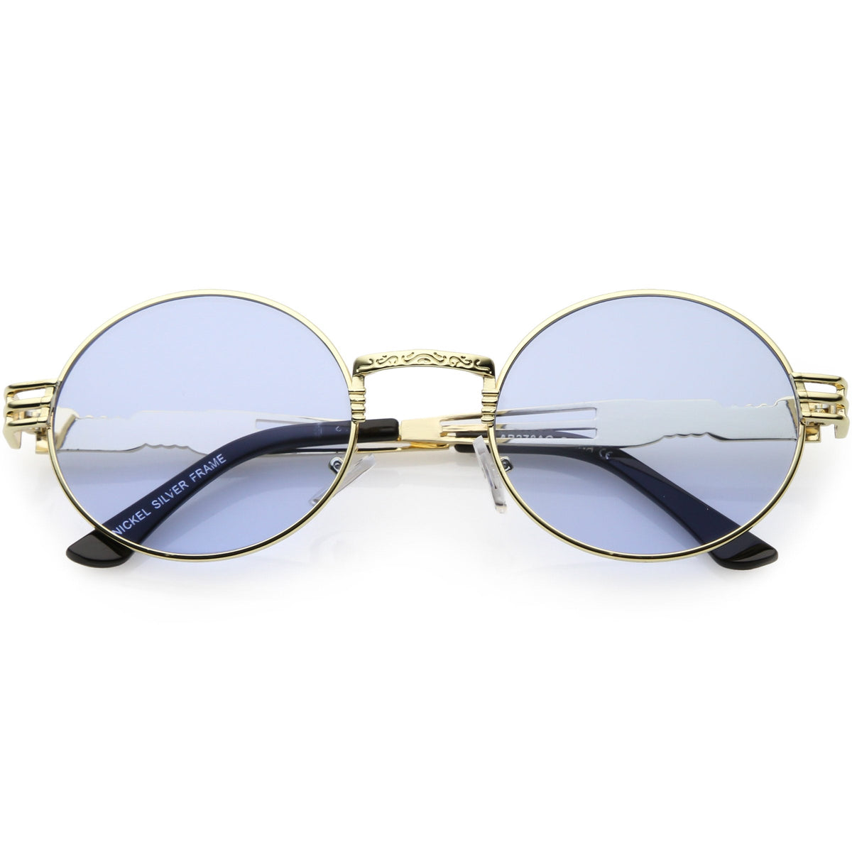 Retro 1990's Oval Steampunk Flat Lens Sunglasses C477