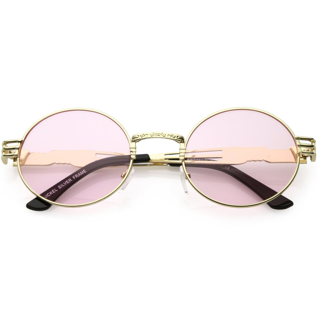 Retro 1990's Oval Steampunk Flat Lens Sunglasses C477
