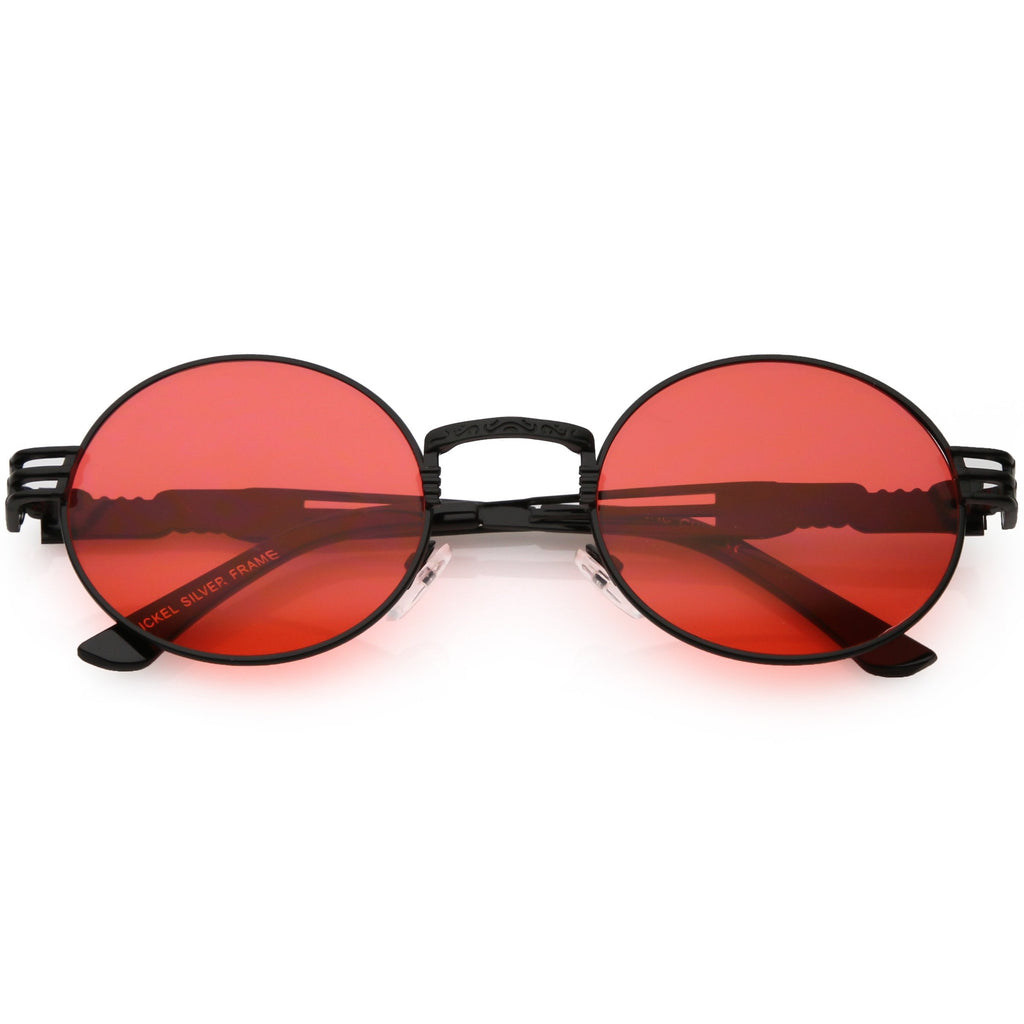 Retro 1990's Oval Steampunk Flat Lens Sunglasses C477