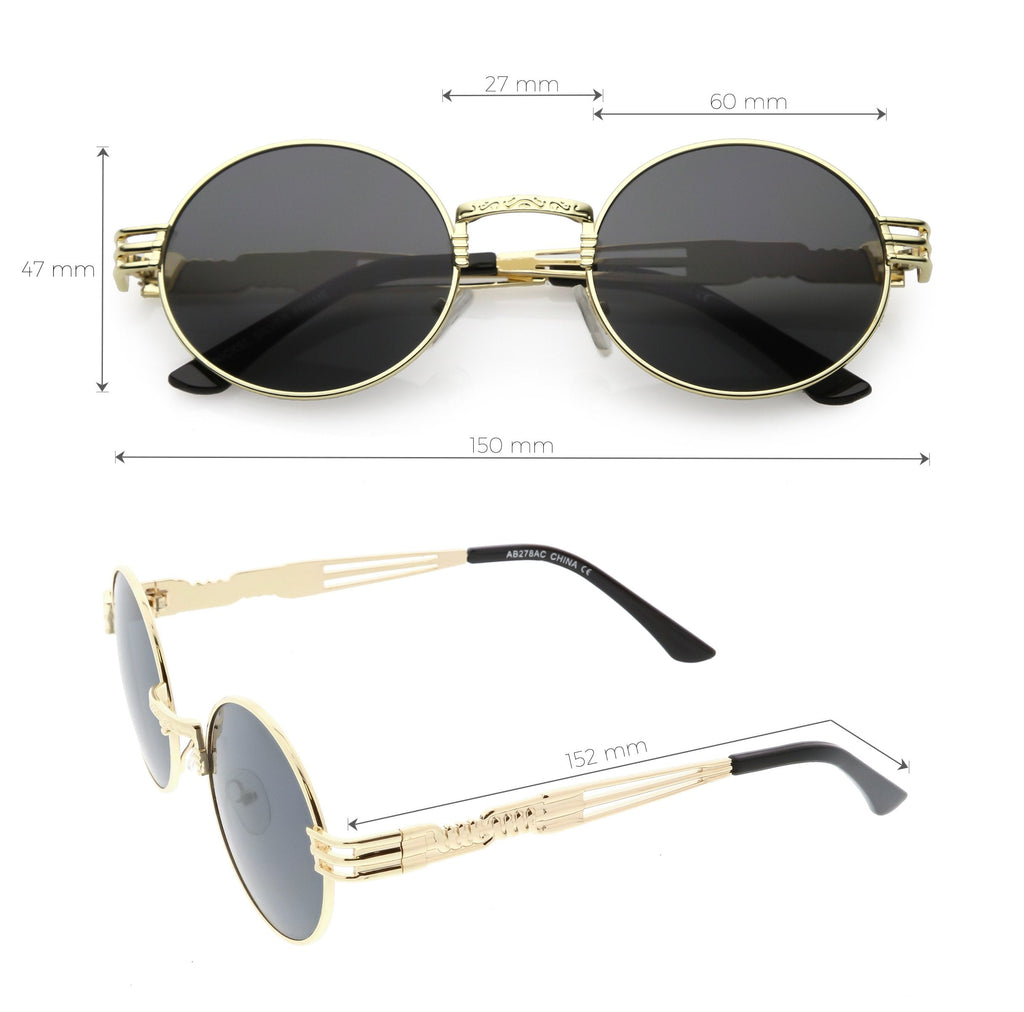 Retro 1990's Oval Steampunk Flat Lens Sunglasses C477