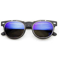 Retro Flash Mirror Flip Up Lens Horned Rim Sunglasses 9123