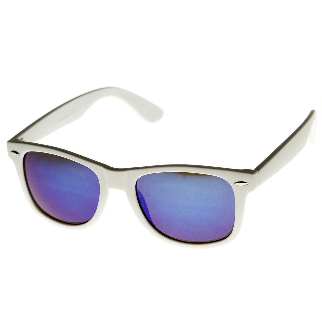 Retro Soft Rubber Intense Mirrored Lens Horned Rim Sunglasses 9101