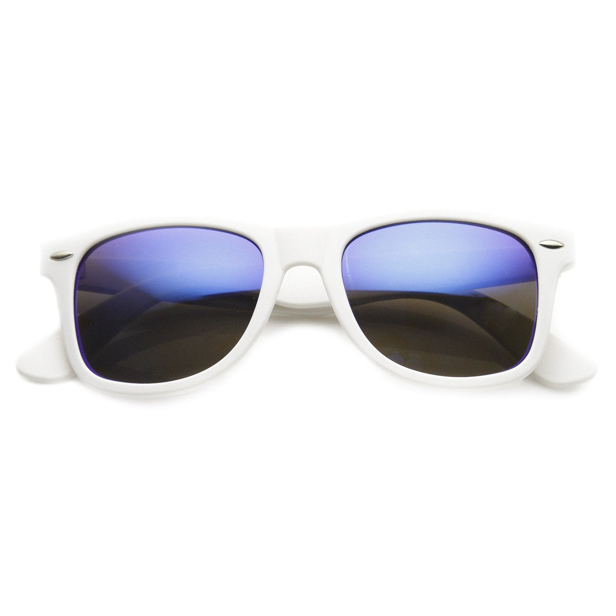 Retro Soft Rubber Intense Mirrored Lens Horned Rim Sunglasses 9101