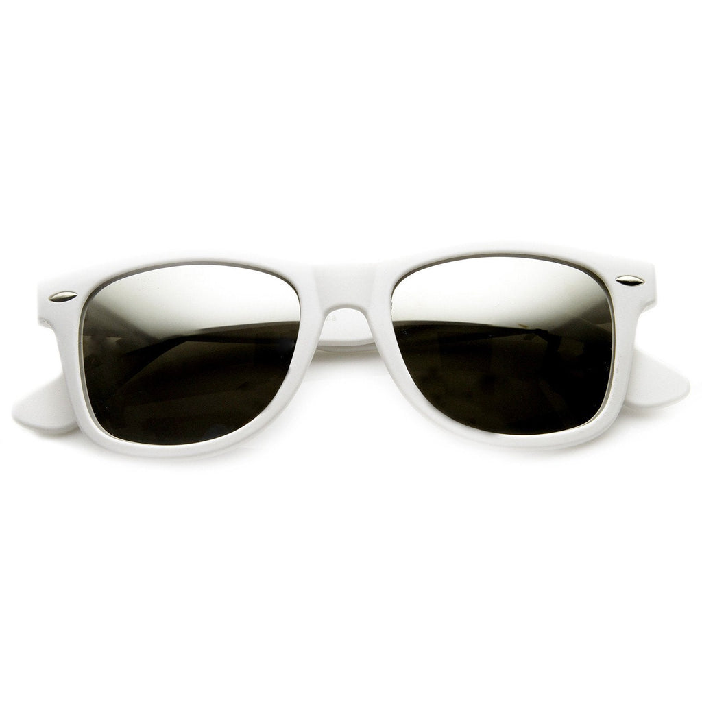 Retro Soft Rubber Intense Mirrored Lens Horned Rim Sunglasses 9101
