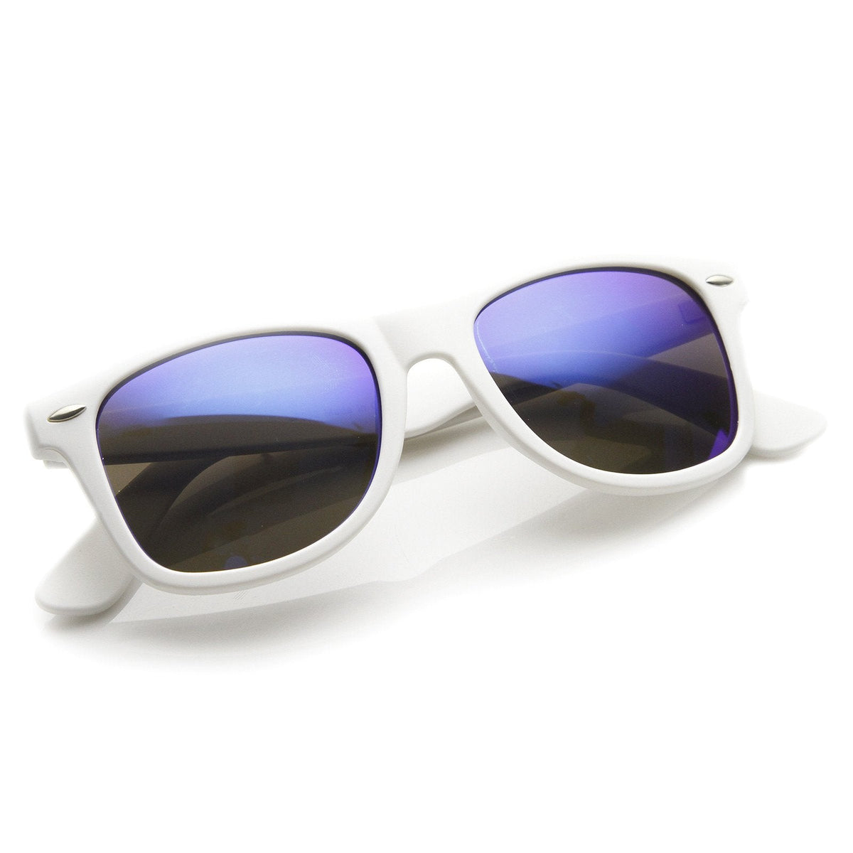 Retro Soft Rubber Intense Mirrored Lens Horned Rim Sunglasses 9101