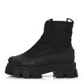 Re-Nylon Gabardine Rubber Triangle Logo Womens Monolith 55mm Ankle Boots 38 Black