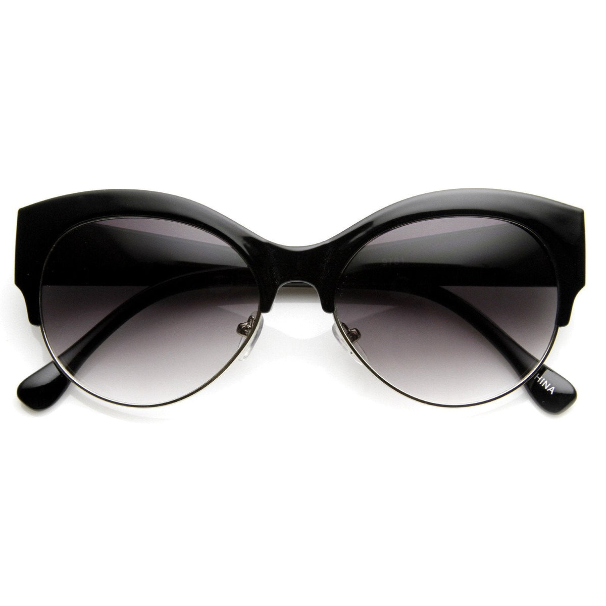 Womens Oval Cat Eye Half Frame Designer Sunglasses 9116