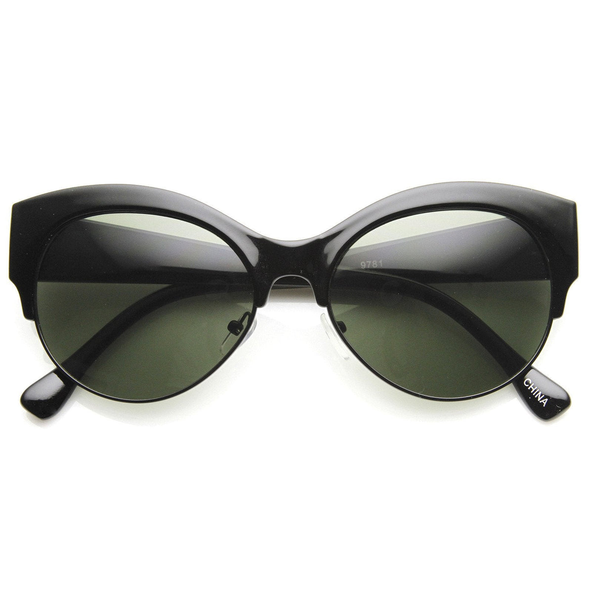 Womens Oval Cat Eye Half Frame Designer Sunglasses 9116