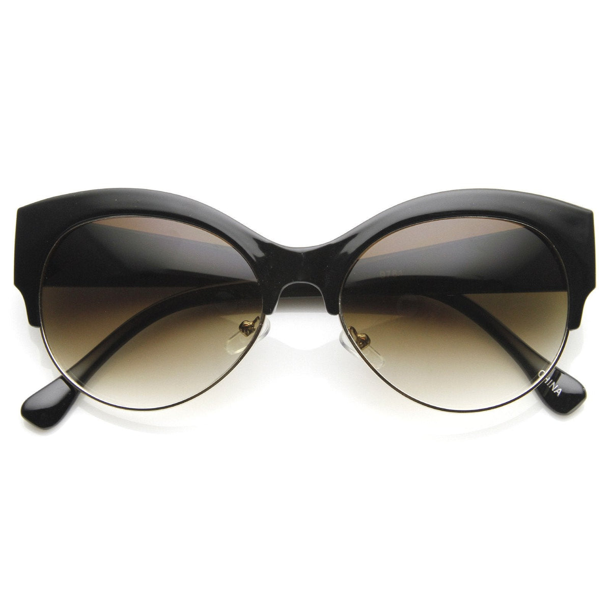 Womens Oval Cat Eye Half Frame Designer Sunglasses 9116