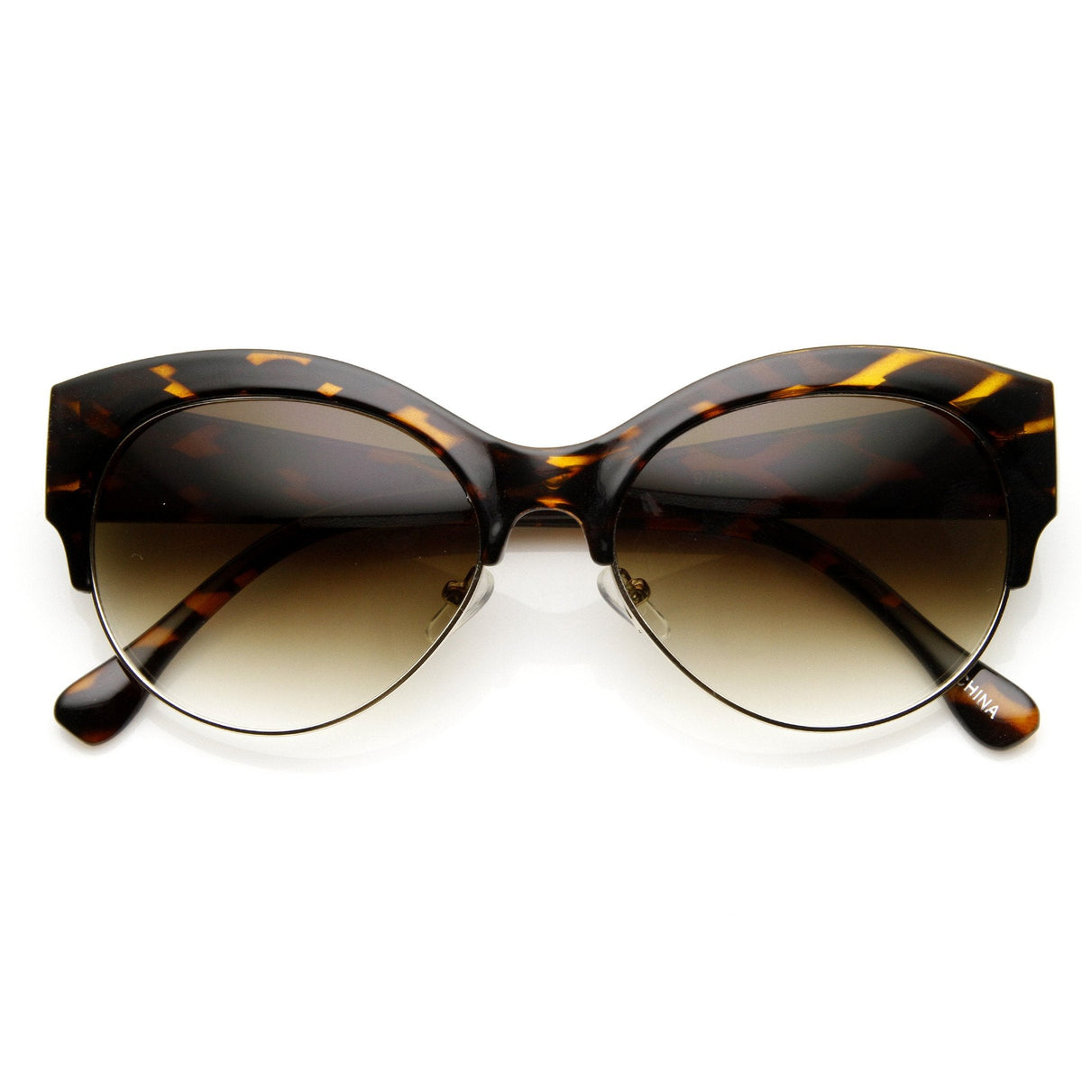 Womens Oval Cat Eye Half Frame Designer Sunglasses 9116
