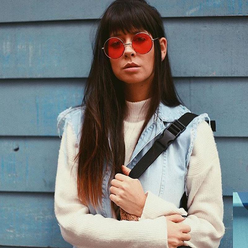 Retro Hippie Mid Sized Round Color Lens Sunglasses 9814