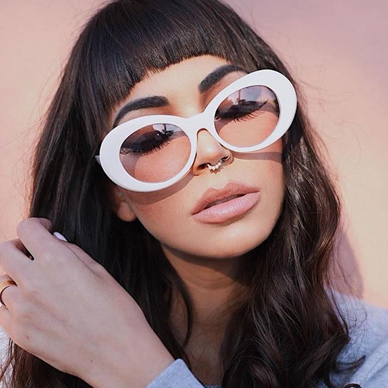 Women's Retro Disco Oval Clout Color Tone Lens Sunglasses 51mm C382