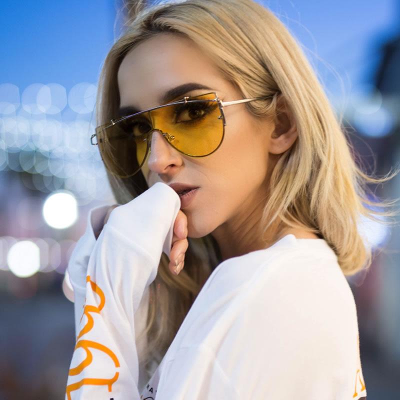 Retro Modern Flat Top Shield Sunglasses A908