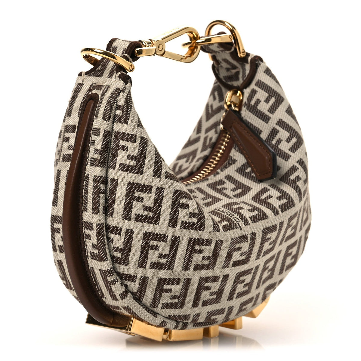 Fabric Jacquard FF 1974 Nano Fendigraphy Hobo Charm Beige