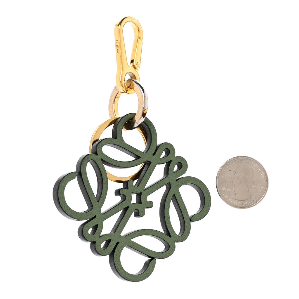 Calfskin Anagram Bag Charm Key Holder Rosemary