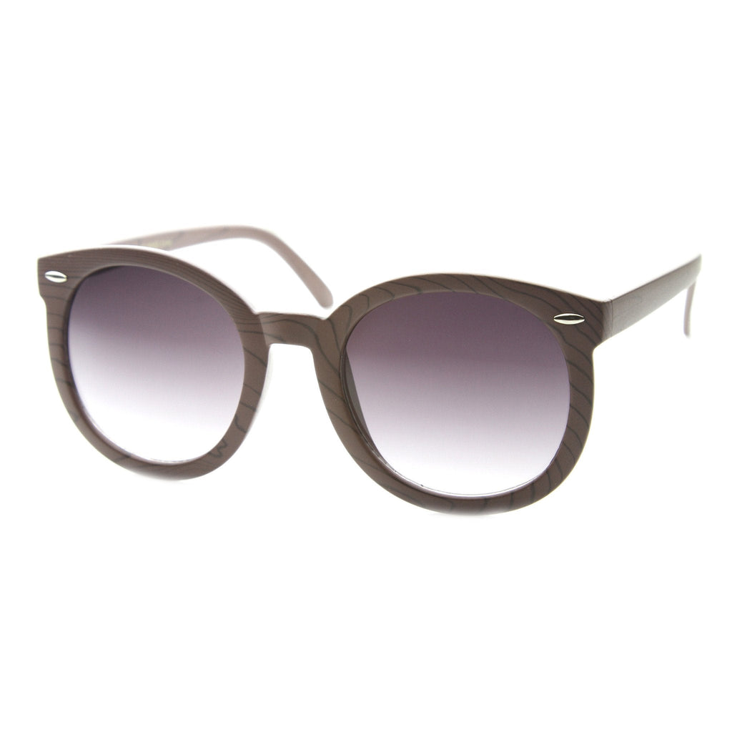 Women's Oversize Retro Round Wood Print Sunglasses 9642