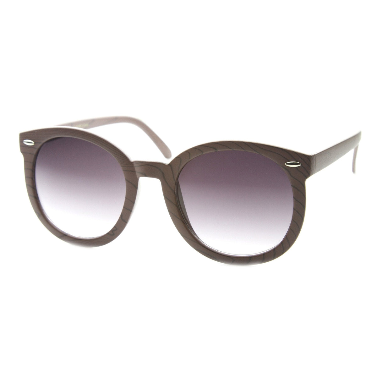 Women's Oversize Retro Round Wood Print Sunglasses 9642