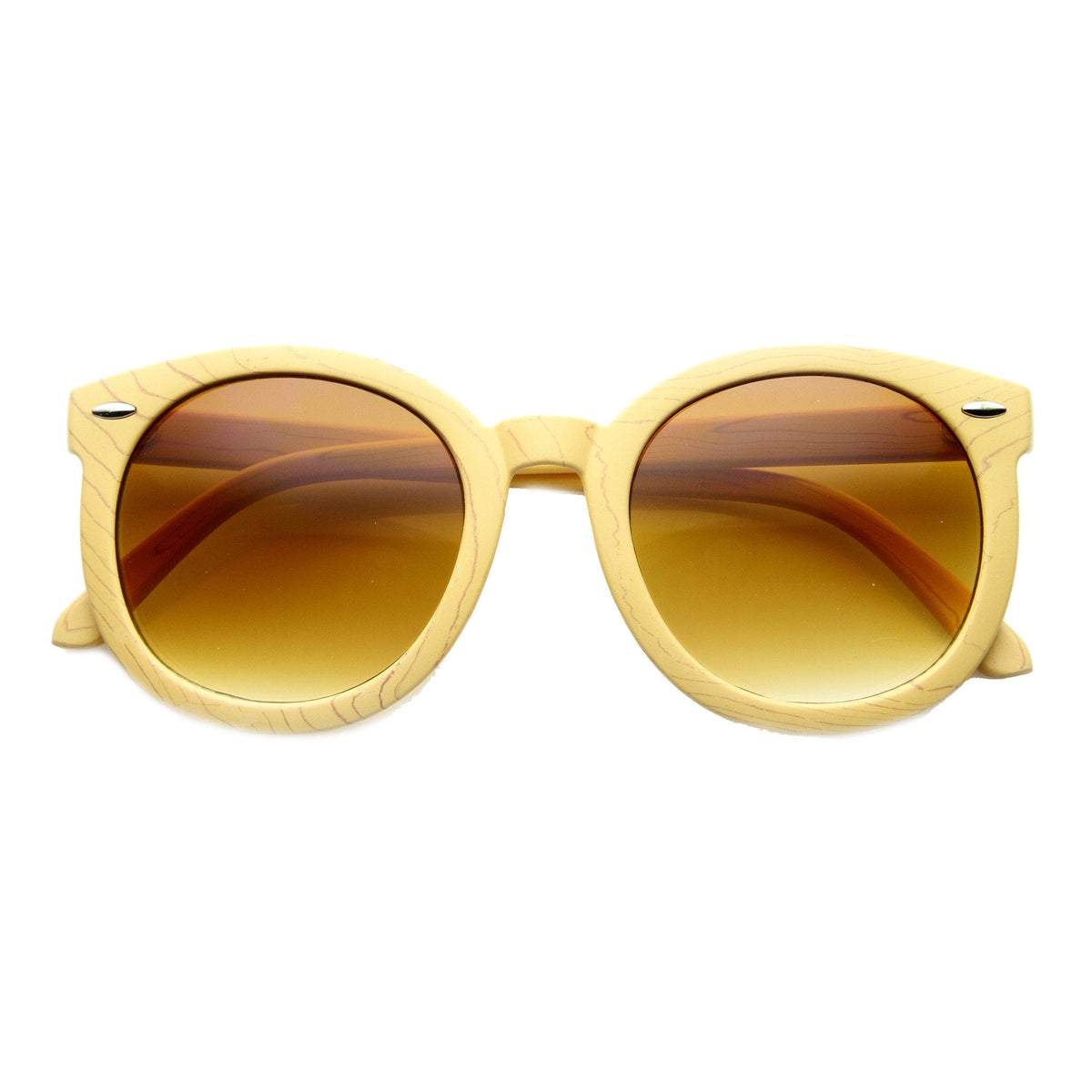 Women's Oversize Retro Round Wood Print Sunglasses 9642