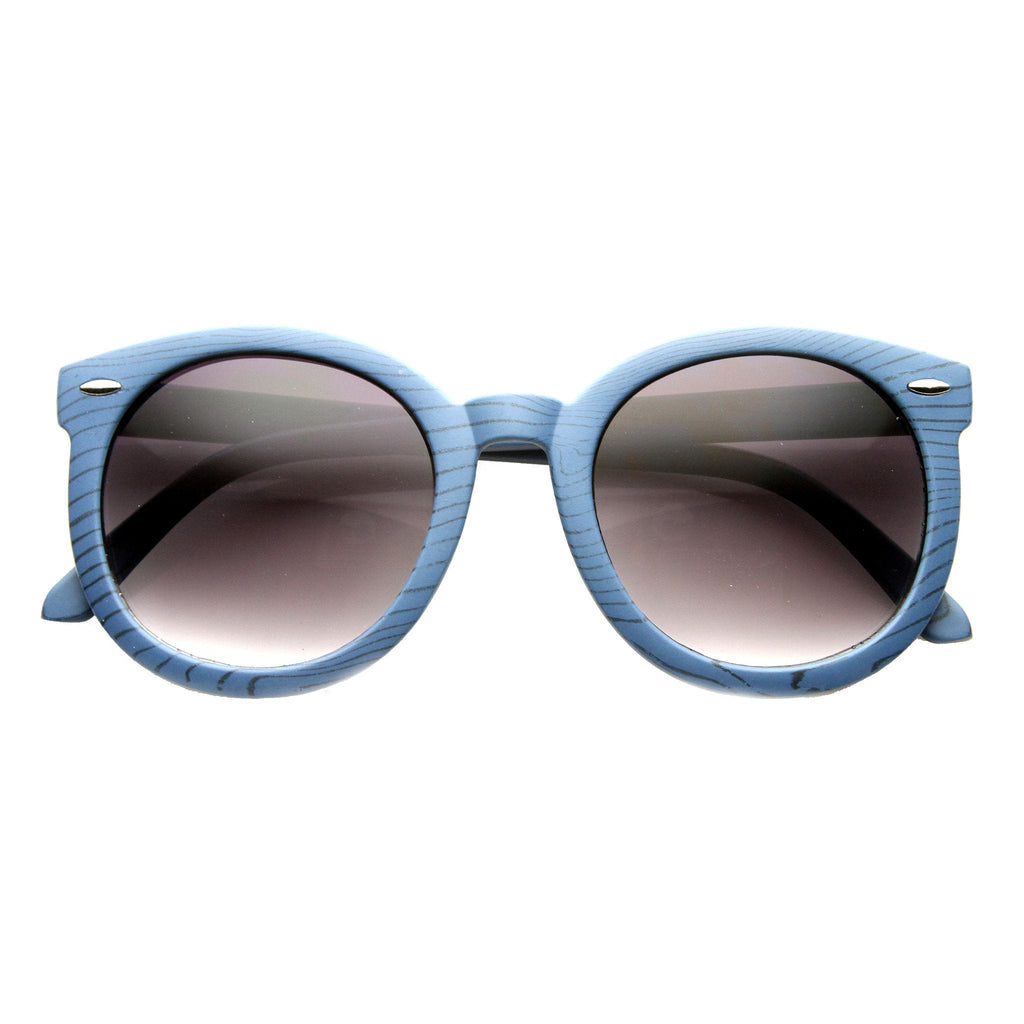 Women's Oversize Retro Round Wood Print Sunglasses 9642