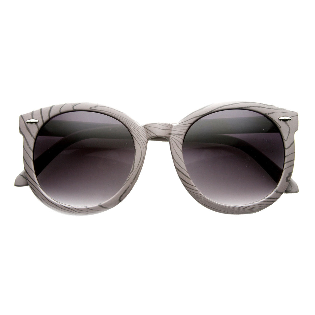 Women's Oversize Retro Round Wood Print Sunglasses 9642