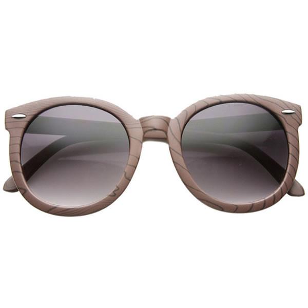 Women's Oversize Retro Round Wood Print Sunglasses 9642