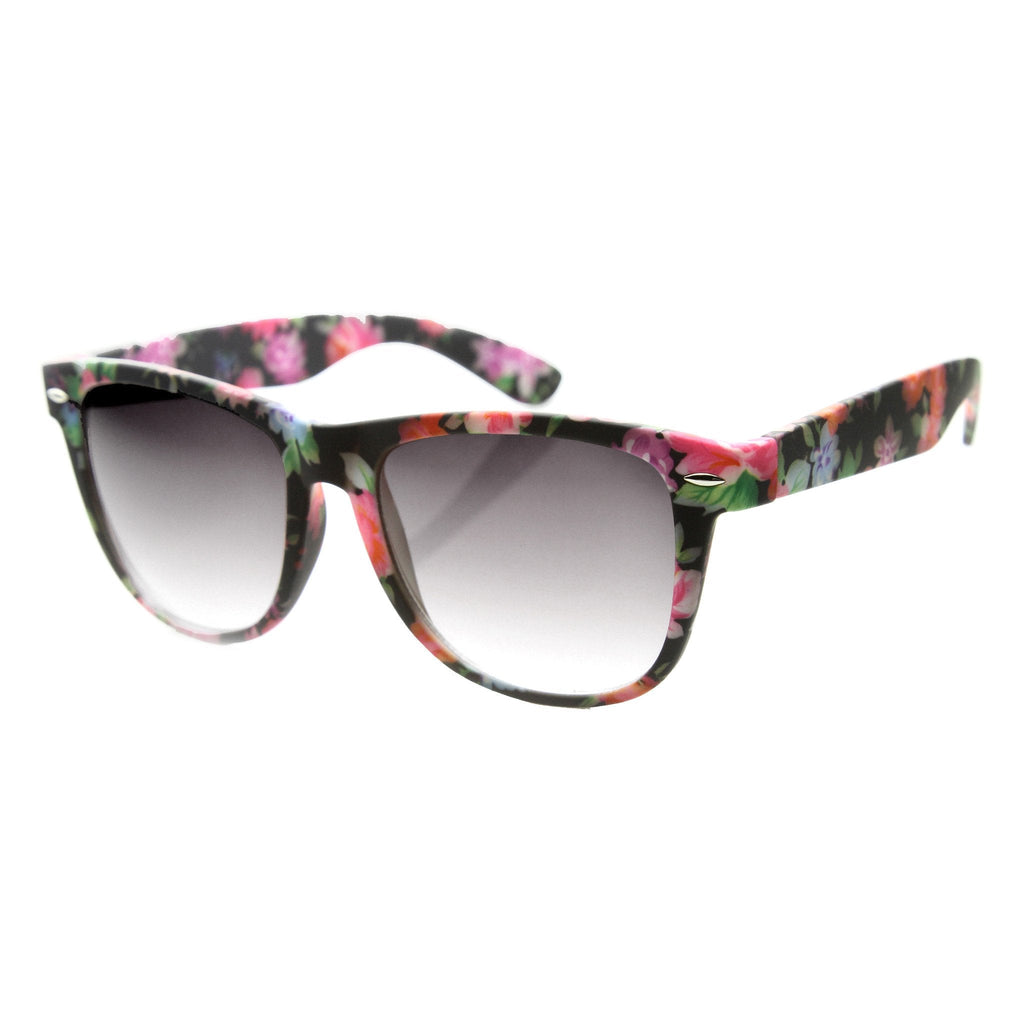 Women's Colorful Flower Print Fashion Horned Rim Sunglasses 9645