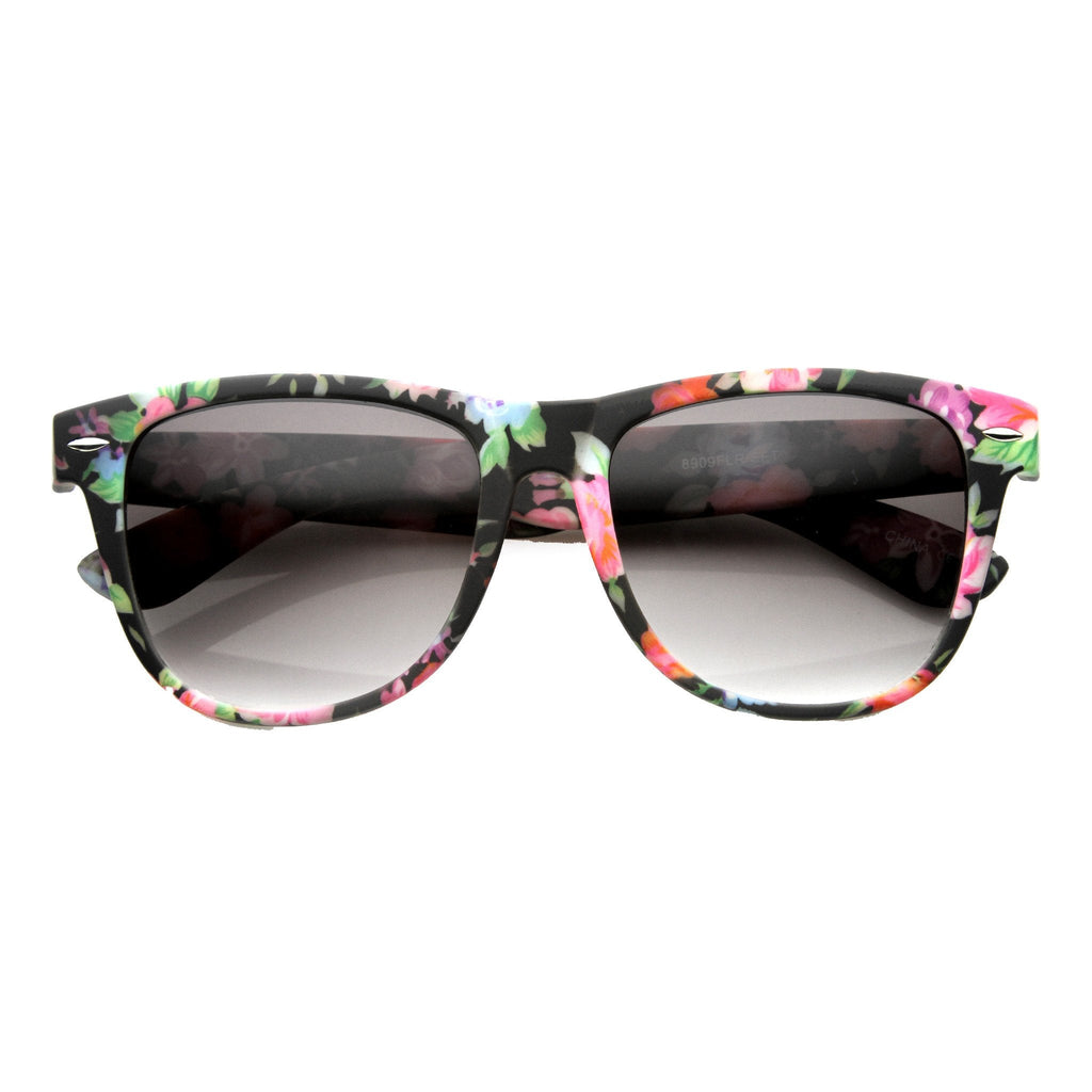 Women's Colorful Flower Print Fashion Horned Rim Sunglasses 9645