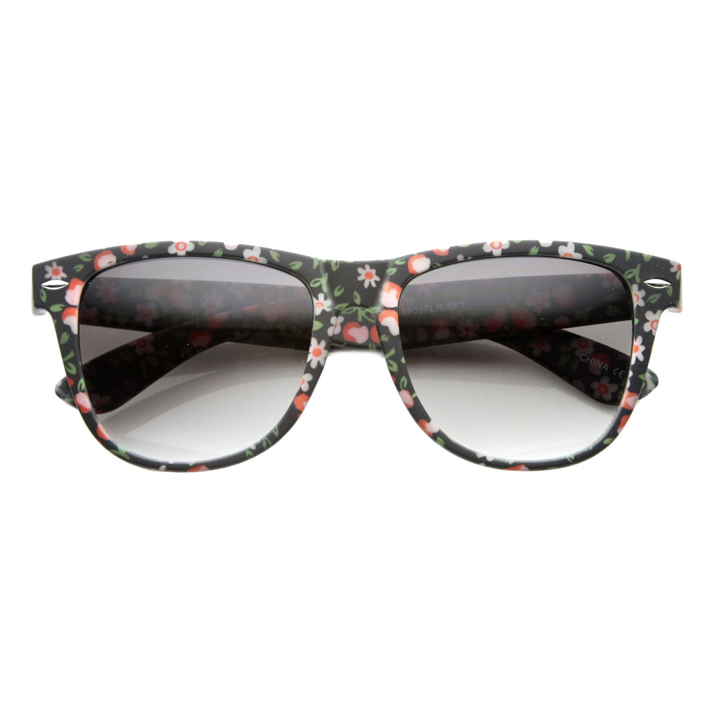 Women's Colorful Flower Print Fashion Horned Rim Sunglasses 9645