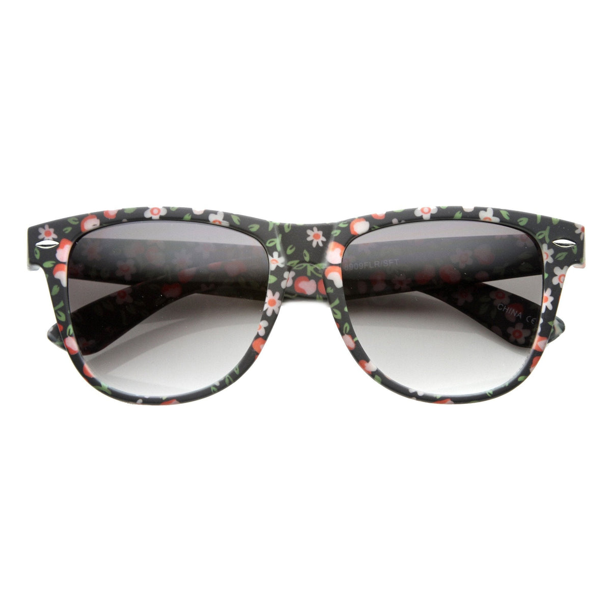 Women's Colorful Flower Print Fashion Horned Rim Sunglasses 9645