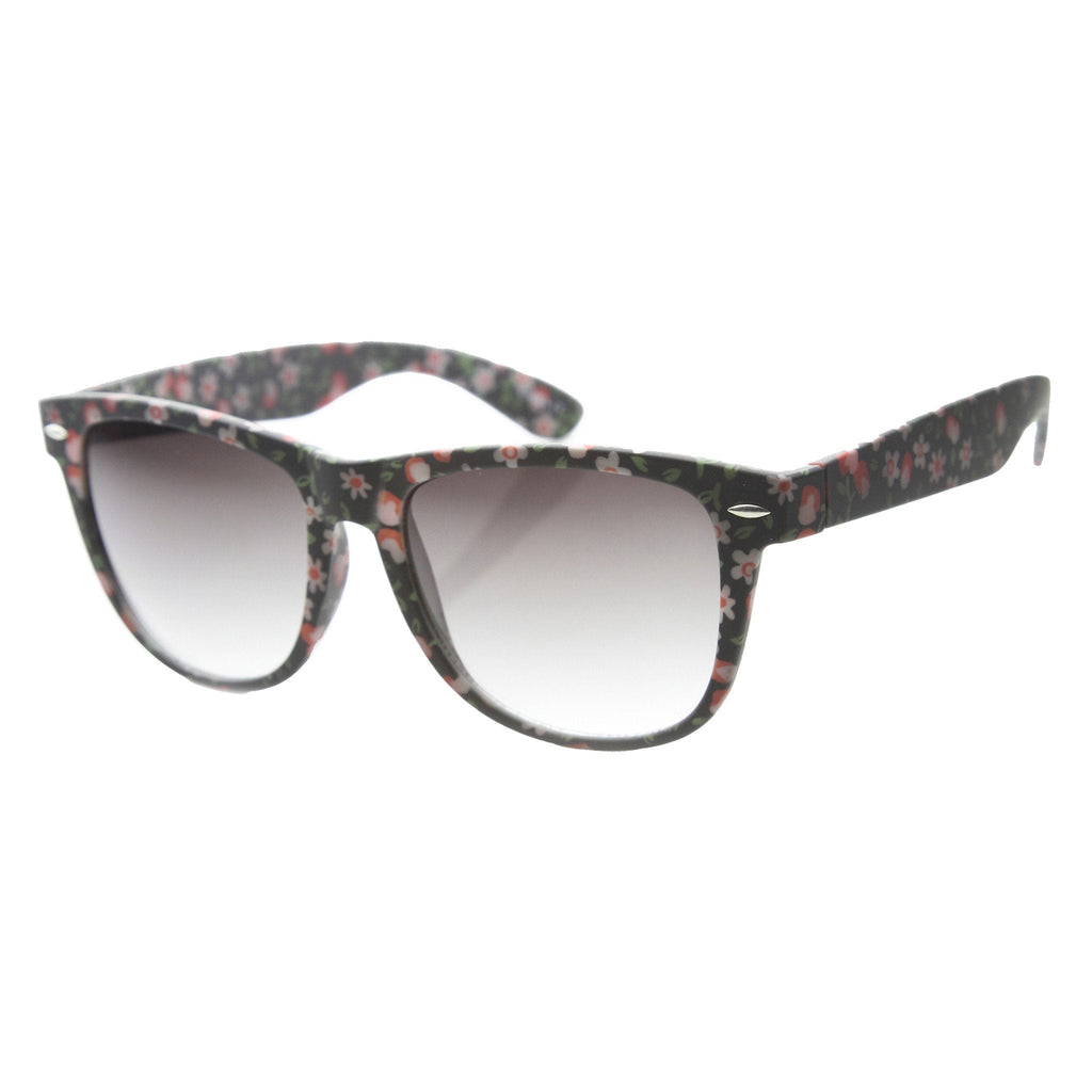 Women's Colorful Flower Print Fashion Horned Rim Sunglasses 9645
