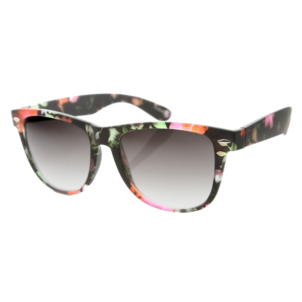 Women's Colorful Flower Print Fashion Horned Rim Sunglasses 9645