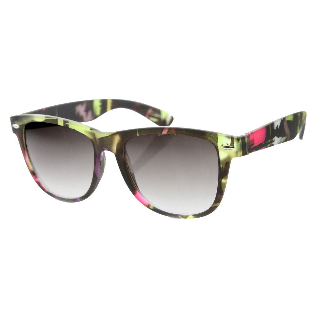Women's Colorful Flower Print Fashion Horned Rim Sunglasses 9645
