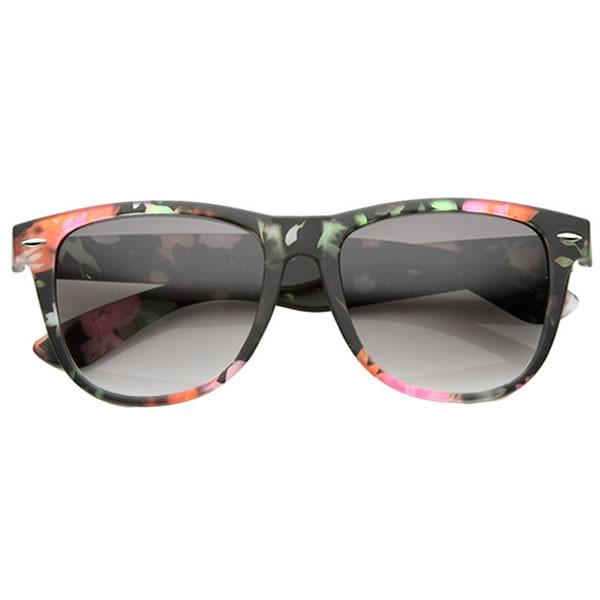 Women's Colorful Flower Print Fashion Horned Rim Sunglasses 9645