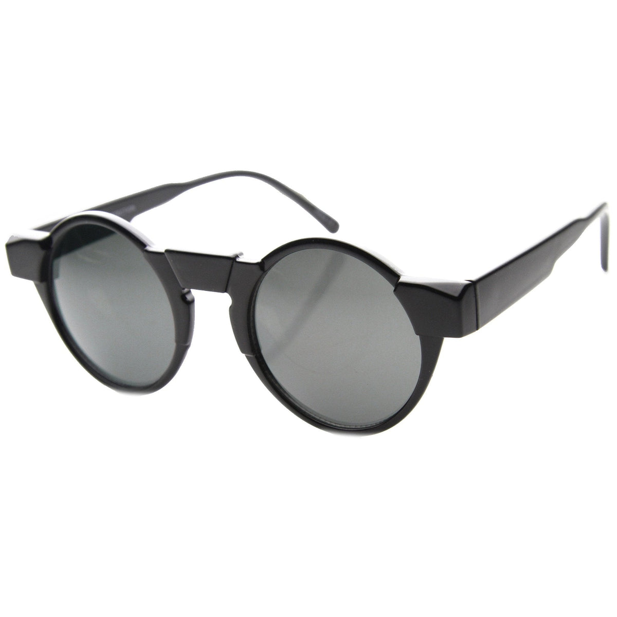 Unique Retro Futuristic Key Hole Round Horned Rim Sunglasses 9502