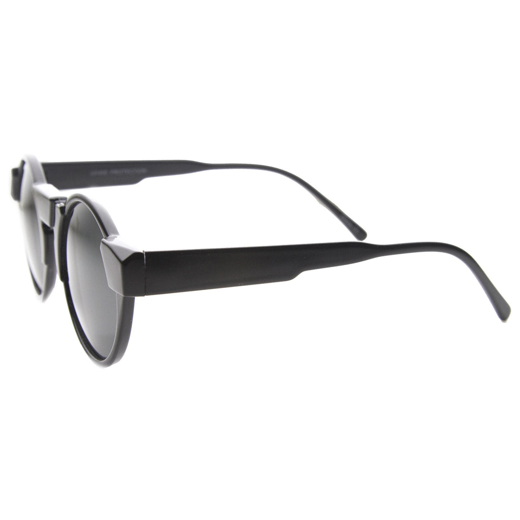Unique Retro Futuristic Key Hole Round Horned Rim Sunglasses 9502