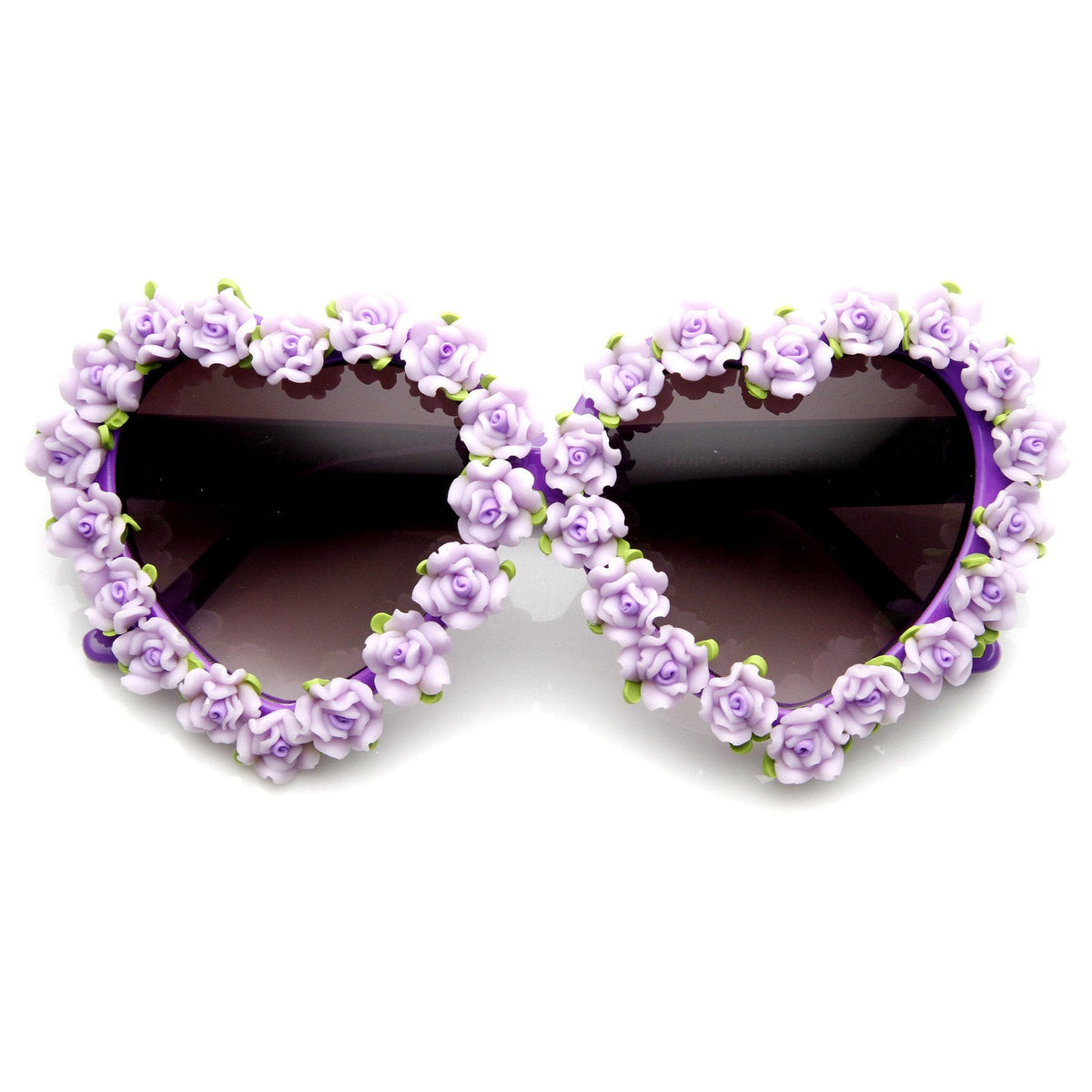 Womens Heart Shaped Flower Adorned Oversize Sunglasses 9197