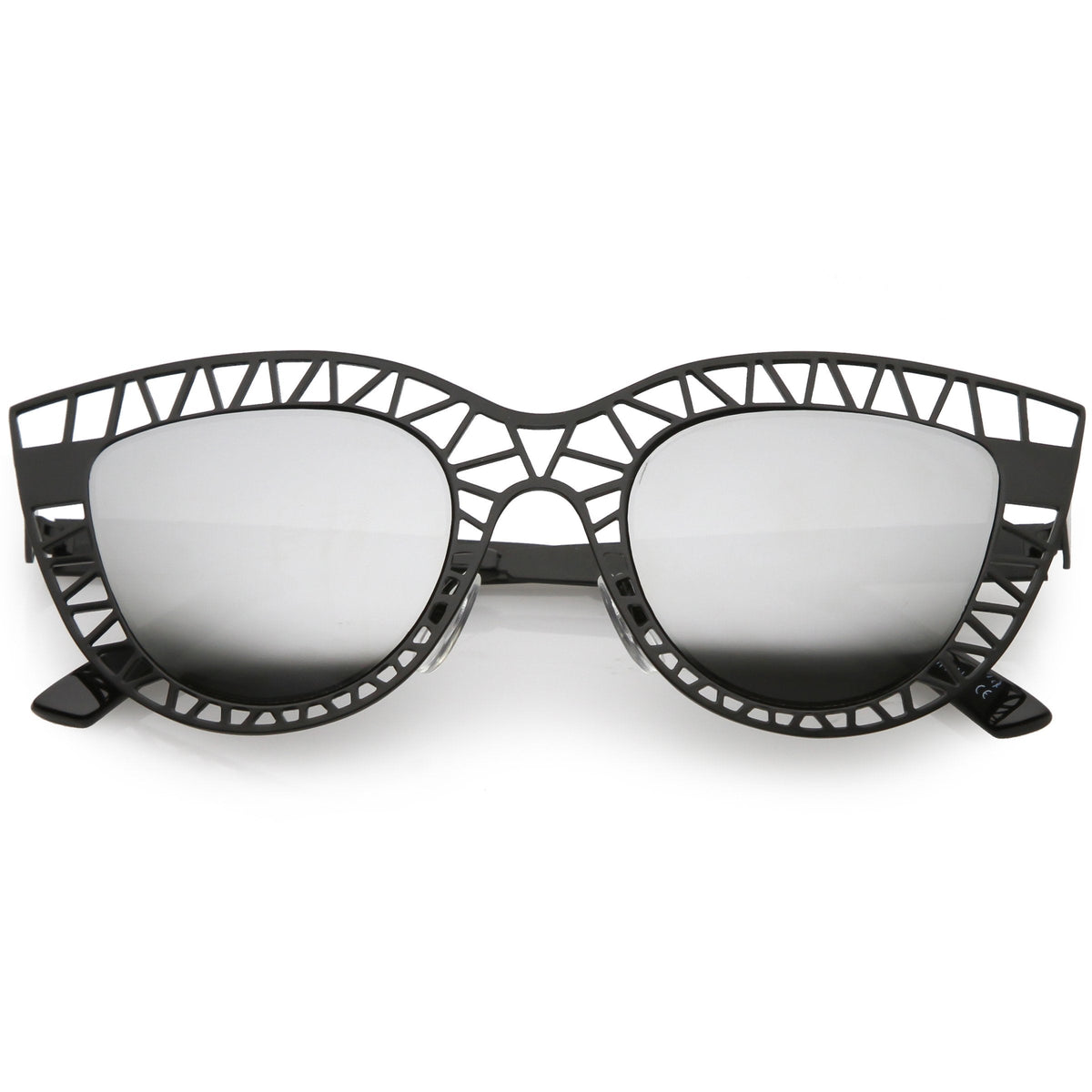Modern Laser Mesh Cut Mirrored Lens Cat Eye Sunglasses A150
