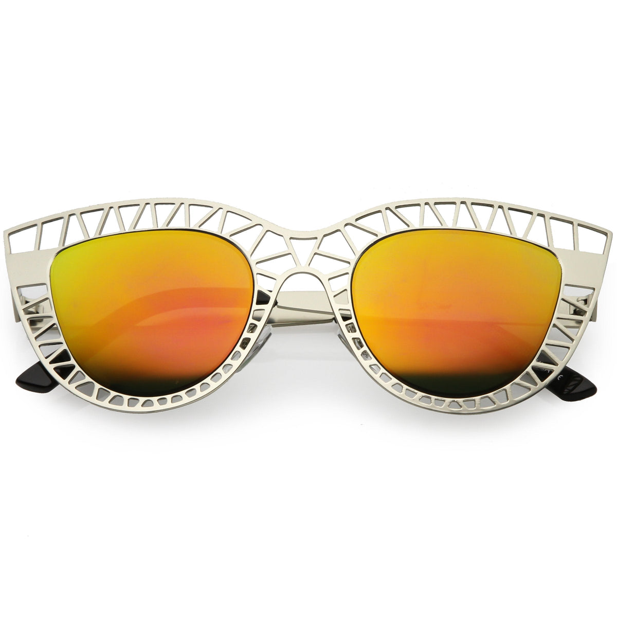 Modern Laser Mesh Cut Mirrored Lens Cat Eye Sunglasses A150