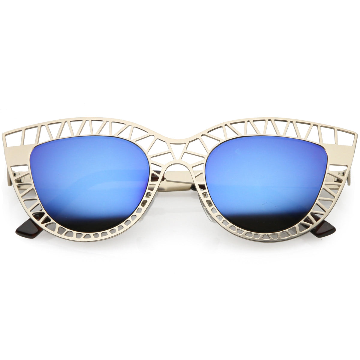 Modern Laser Mesh Cut Mirrored Lens Cat Eye Sunglasses A150