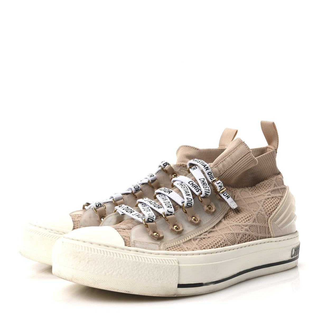Technical Cannage Womens Walk'n Dior High Top Sneakers 38.5 Nude