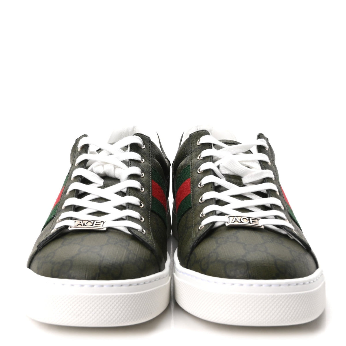 GG Supreme Monogram Web Mens New Ace Sneakers 9 Green