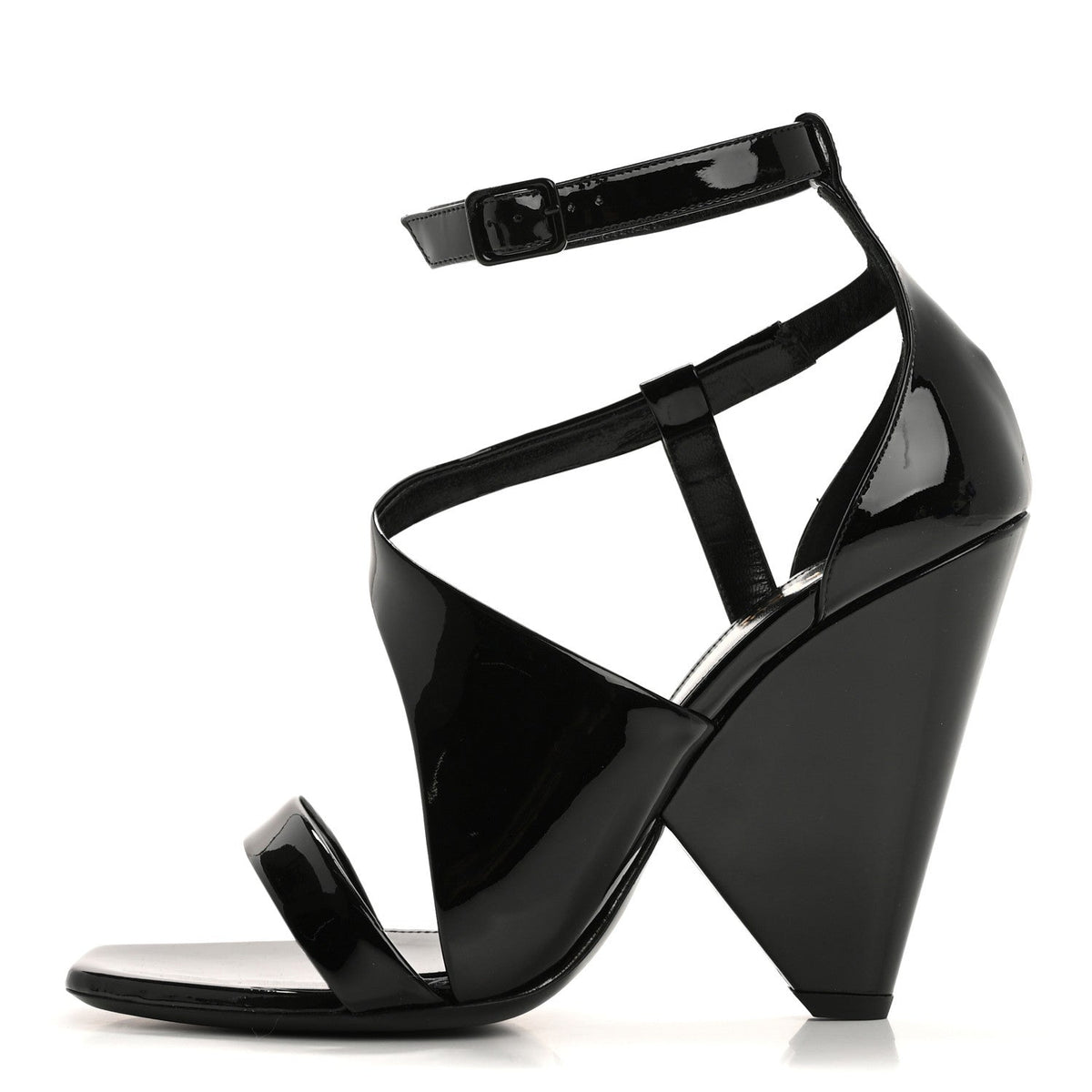 Patent Niki Crossed 105 Sandals 38.5 Black