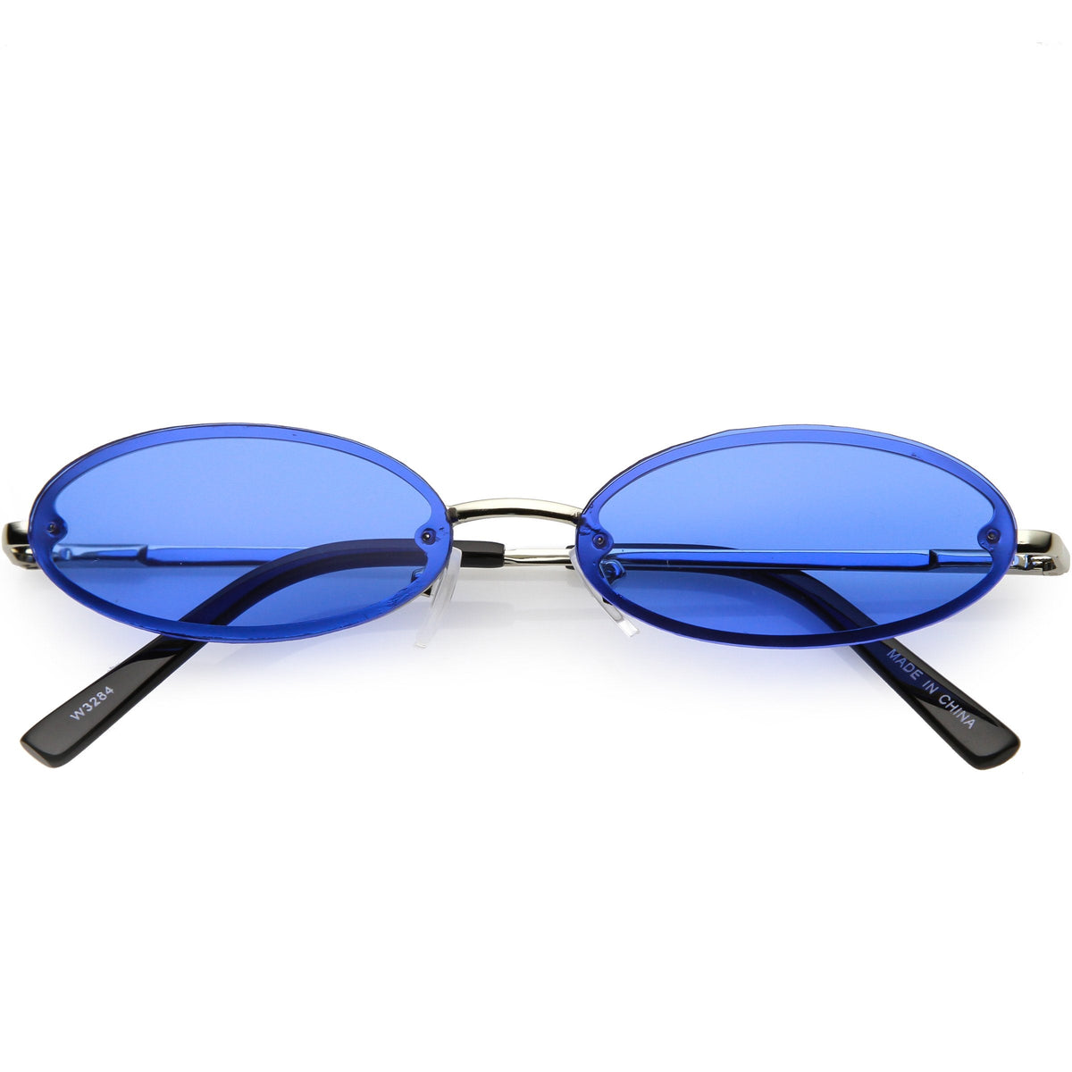 Retro Small 1990's Jewel Cut Oval Color Tone Sunglasses C723