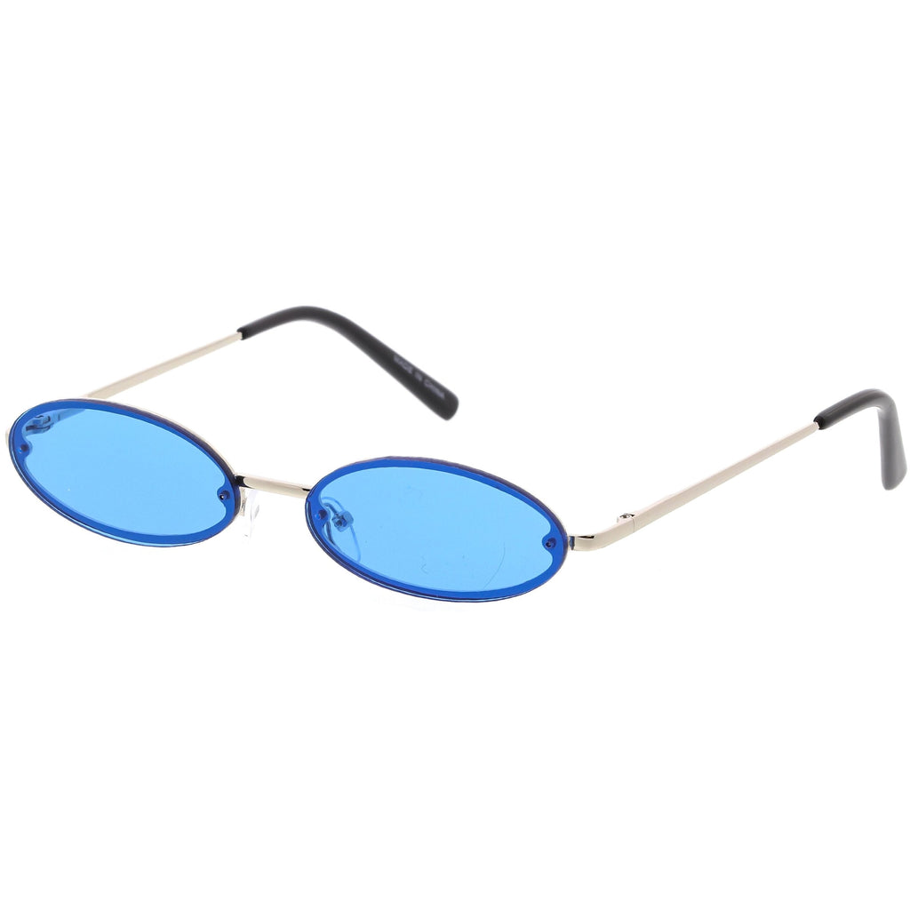 Retro Small 1990's Jewel Cut Oval Color Tone Sunglasses C723